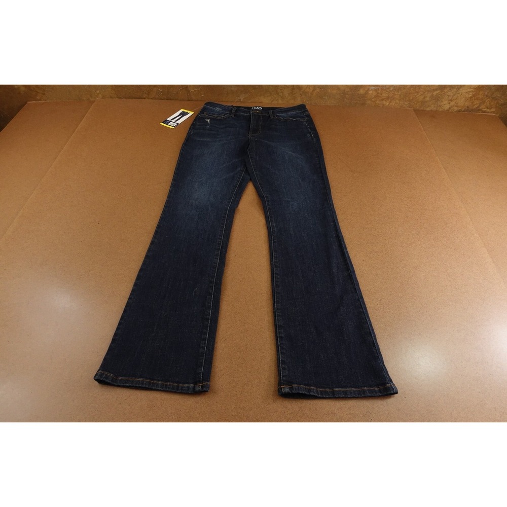 Chaps Womens Size 6 Dark Wash Distressed Denim Mid Rise Bootcut Jeans NWT